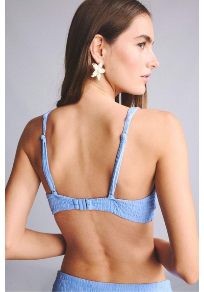 Defacto Regular Fıt Kırışık Dokulu Kumaş Mavi Bikini Üstü G3996ax26smbe552 Mavi-be552