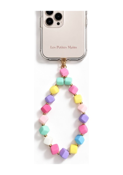 Lpm Pastel Renkli Küp Boncuklu Telefon Bilek Askısı Gold Detaylı Telefon Charm Ve Telefon Süsü Aksesuarı