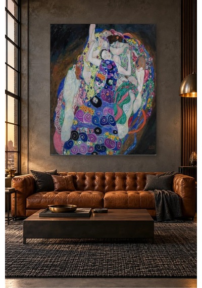 Fida Klimt Genç Kız Renkli Desenli Kadınlar Canvas Tablo Çok Renkli