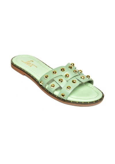 Fox Shoes U291100003 Yeşil Hakiki Deri Kadın Terlik Yeşil-hakiki Deri Çok Renkli
