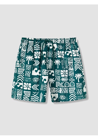 Lcw Swımwear Petrol Kısa Boy Desenli Erkek Deniz Şortu