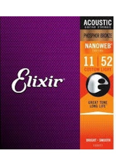 Elixir 16027 Nanoweb Phosphor Bronze Akustik Gitar Teli 11-52