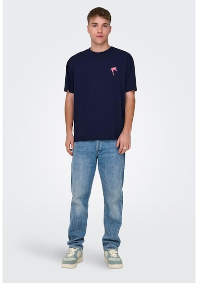 Only & Sons Onsmervyn Lıfe Rlx Summer Ss Tee 22029519 Lacivert 001