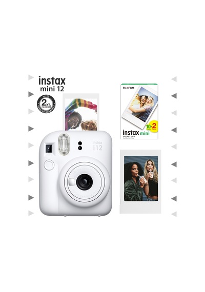 Fujifilm Instax Mini 12 Fotoğraf Makinesi + Çerçeve + 20'li Mini Film Seti Beyaz