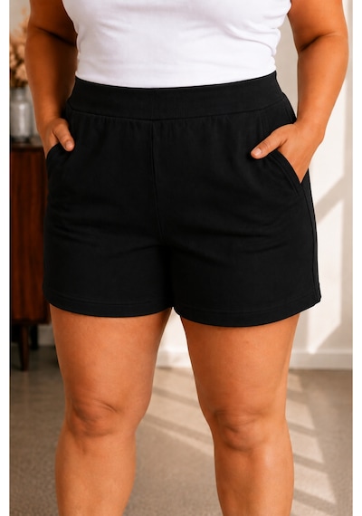 Sngl Tekstil Kadın Büyük Beden Kısa Şort S M L Xl 2xl 3xl 4xl 5xl 6xl 7xl 8xl 9xl Siyah