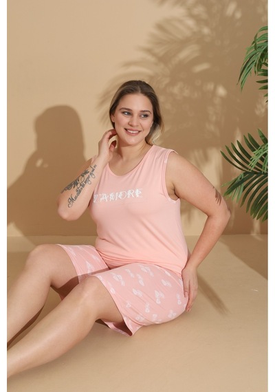 Eyfuze Kadın Milan Kumaş Büyük Beden Curve Baskılı Desenli Şortlu Pijama Takımı Açık Pembe Eyfuze Kadın Milan Kumaş Büyük Beden Curve Baskılı Desenli Şortlu Pijama Takımı Açık Pembe