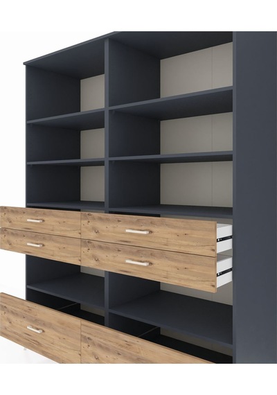 Kronos Gardrop 8 Raflı 6 Çekmeceli 176x59x221 Antrasit-antrasit/çam Antrasit/çam Kronos Gardrop 8 Raflı 6 Çekmeceli 176x59x221 Antrasit-antrasit/çam Antrasit/çam