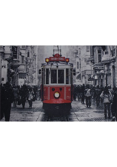 Taksim Tramvay Baskılı Çift Taraflı Kauçuk Kapı Önü Paspası