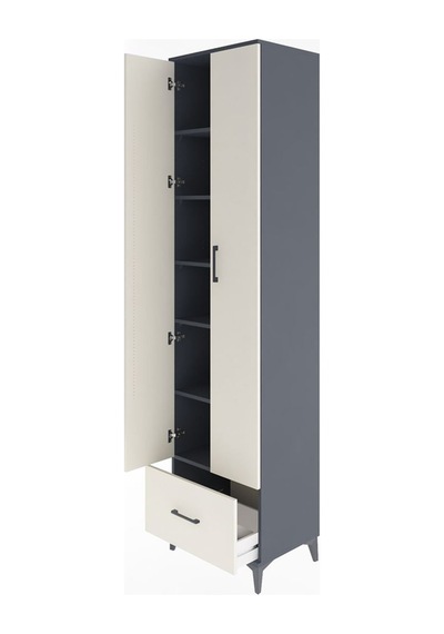 Hyperion Dolap 6 Raflı Tek Çekmeceli 2 Kapaklı 60x44x243 Antrasit-aytaşı Antrasit