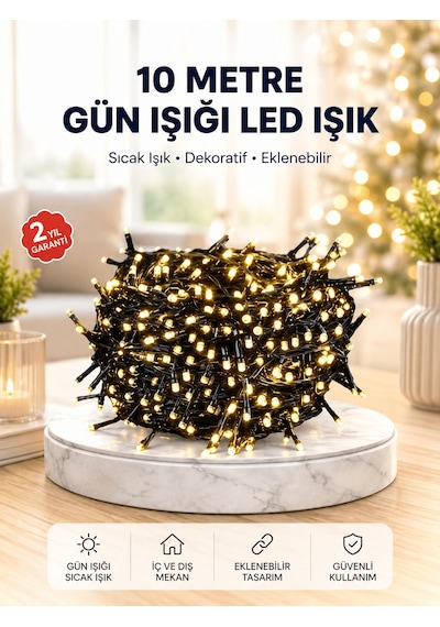 Uzun Ömürlü Led Teknolojili 10 Metre Şık Işıklı Süsleme Seti Belirtilmemis