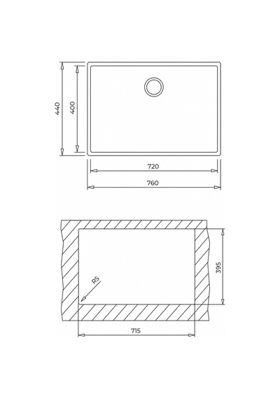 Teka Square Tezgah Altı Granit Evye Beyaz 76x44 115230019