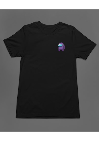 Bumeta Mini Imposter Mor Mürettebat Among Us Unisex Tişört T-shirt Siyah