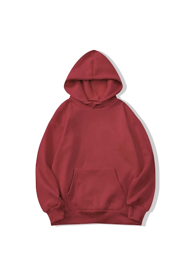 Brz Collection Unisex Oversize Basic Hoodie Kiremit Kırmızı Kiremit
