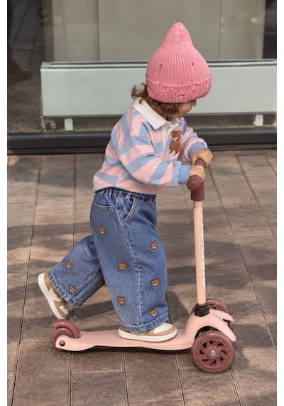 Minigimin Cicileri Ayıcık İşleme Desenli Unisex Çocuk Pantolon - Mavi