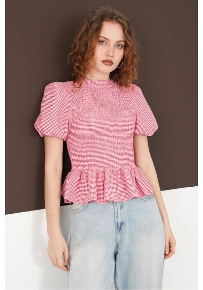 Verymoda Gipeli Bisiklet Yaka T Bluz D2999 Kırmızı