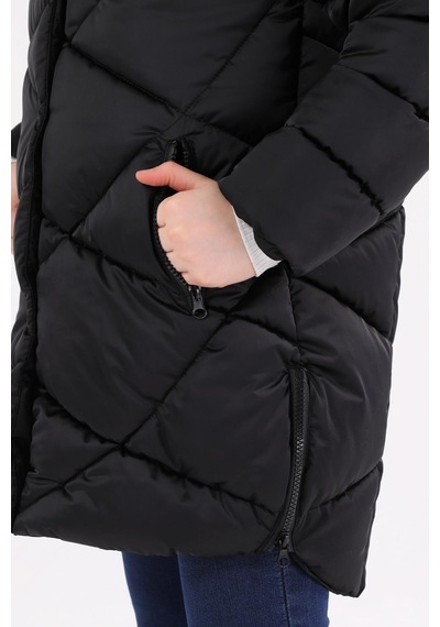 Benitto Kids Kız Çocuk Mont 51273-Siyah