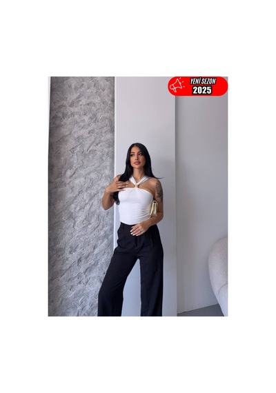 Stilvibe Tek Omuz Tokalı Sandy Bluz Beyaz