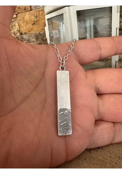 Parmak İzi Figürlü Unisex Kolye 60 Cm Zincirli, Kimlik Ve Eşsizlik Temalı Tasarım Çok renkli