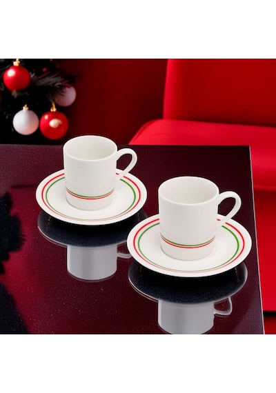 Güral Camelia 2 Kişilik Kahve Fincanı Takımı Yeşil Türk Kahvesi Hediyeli 4875354