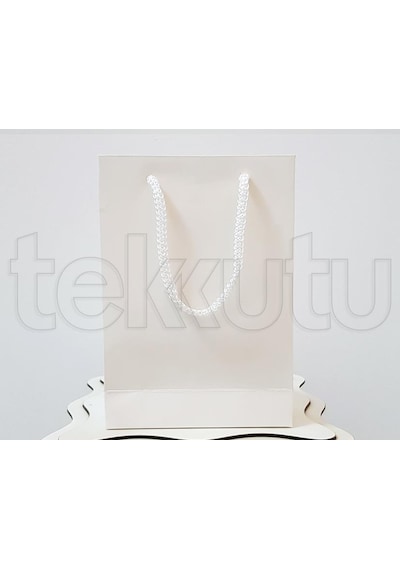 Beyaz Karton Çanta 25 Adet 20X25X10 Cm