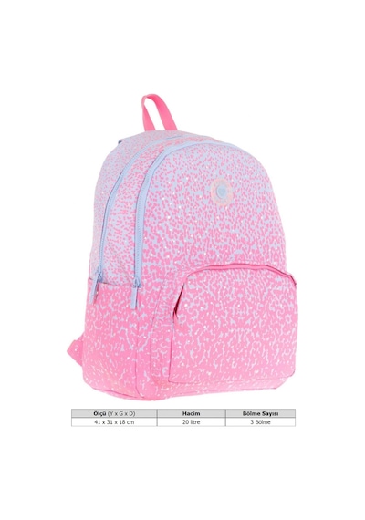 Kaukko Dots Kız Çocuk Üç Bölmeli İlkokul Ve Ortaokul Çantası - Pembe Nokta Desenli - K1803 Pembe