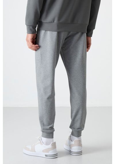 Tommy Life Gri Melanj Fermuar Cepli Standart Kalıp Jogger Erkek Eşofman Alt - 84587 GB MELANJ Gri Melanj