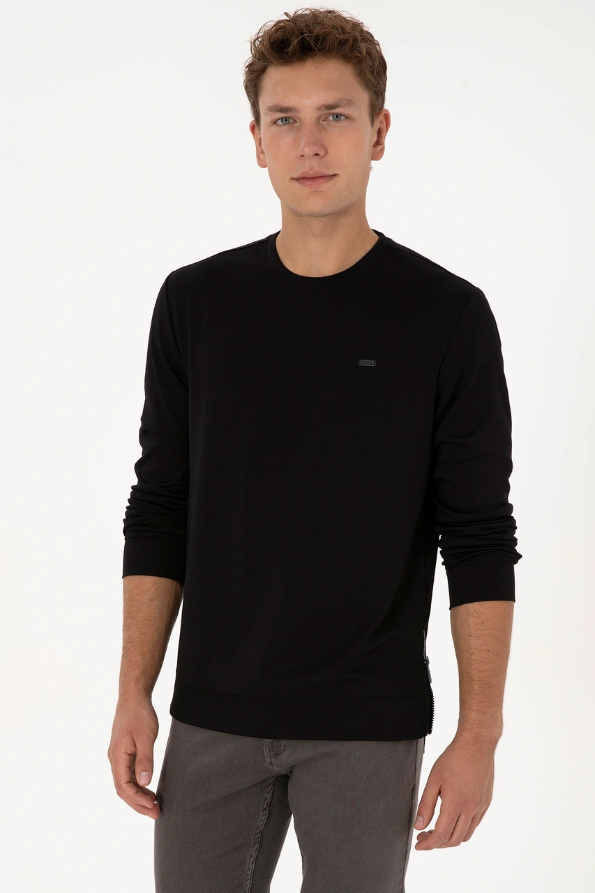 U.S. Polo Assn. Erkek Regular Fit Bisiklet Yaka Siyah Sweatshirt 50315483-VR046
