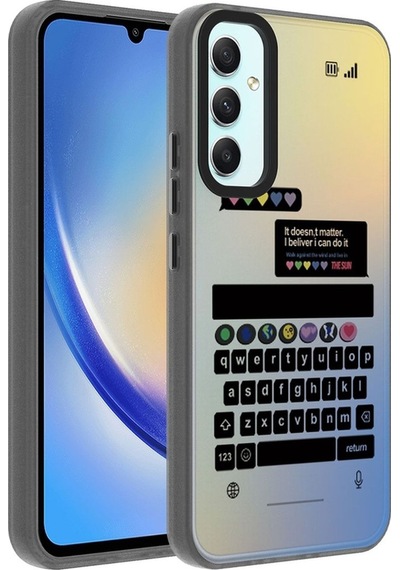 Galaxy A34 Kılıf Desenli Zore Dragon Sert Kapak Klavye