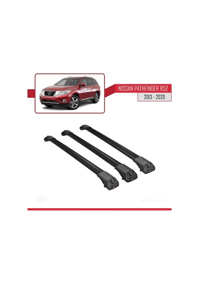 Nissan Pathfinder R52 2013-2020 Arası İle Uyumlu Ace-1 Ara Atkı Tavan Barı Siyah 3 Adet Bar