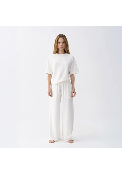 Qua Home Noa Kadın Modal Wide Leg Pantolon Ekru
