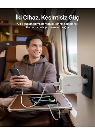 Belkin Usb-c Şarj Fişi 67 W, 1 M Geri Çekilebilir Usb-c Kablo, Us