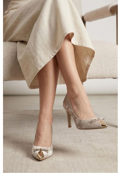 Papuçcity Kuum London K145-25881 Kadın Topuklu Stiletto Ayakkabı Bej