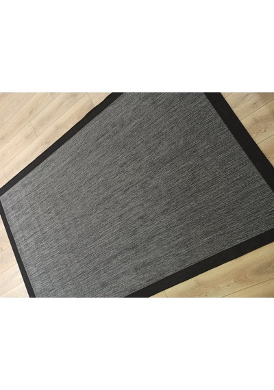 Çam Halı Sisal 9714 Gri / Siyah Bordürlü Jüt Sisal Kilim - 80x300