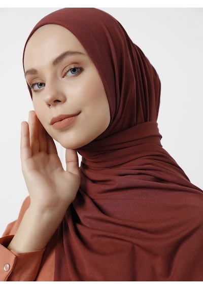 Şaless Likralı Penye Şal - Kiremit