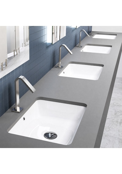 Quarter Bath Tezgah Altı Lavabo 55x39 Cm Kare Gömme Lavabo Parlak Beyaz Seramik 70sp25053