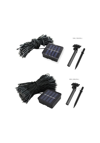 Solar Güneş Enerjili Dış Bahçe 8 Modlu 20metre 200 Led Aydınlatma Çok Renkli