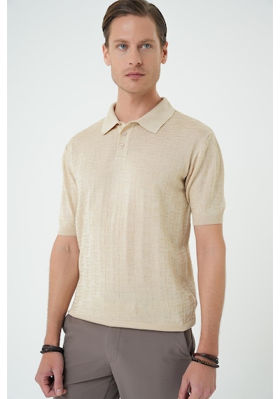 Efor Comfort Fit Polo Yaka Pamuklu Kısa Kol Casual Bej Triko Tişört Tr 880 Bej