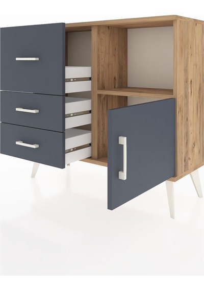 Arges Şifonyer Tek Raflı 3 Çekmeceli Tek Kapaklı 88x30x80 Çam-antrasit Antrasit Arges Şifonyer Tek Raflı 3 Çekmeceli Tek Kapaklı 88x30x80 Çam-antrasit Antrasit