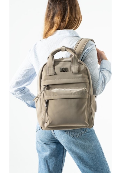 Baginn Kadın Sırt Çantası Nubuk-süet Dokulu Vegan Deri 37 27 Cm İster Elde İster Sırtta Fonksiyonel 19b Bej
