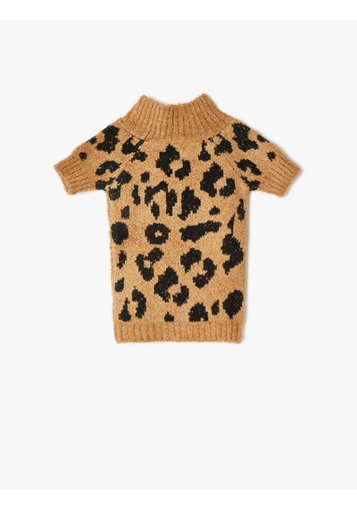 Koton Köpek Kazağı Leopar Desenli Dik Yaka Kahverengi Desenli 5wal90122ht Kahverengi