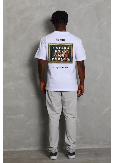 Wear Vexel Erkek Kısa Kol Baskılı Bisiklet Yaka T-shirt - Beyaz Çok Renkli