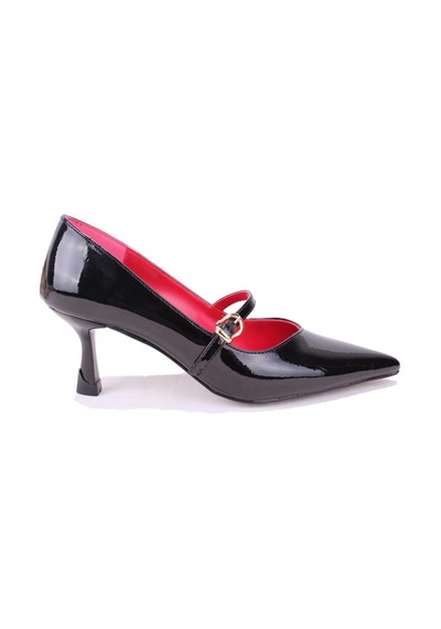Dagoster Dza07-389100 Siyah Rugan Stiletto Topuklu Kadın Ayakkabı 001
