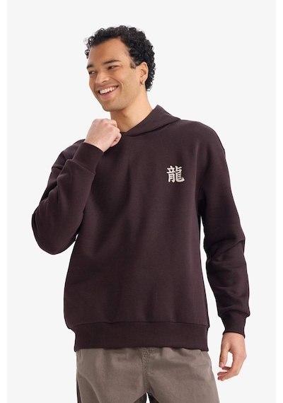 Defacto Boxy Fıt Kapüşonlu Baskılı Sweatshirt F8188ax26spbn337 Kahve-bn337