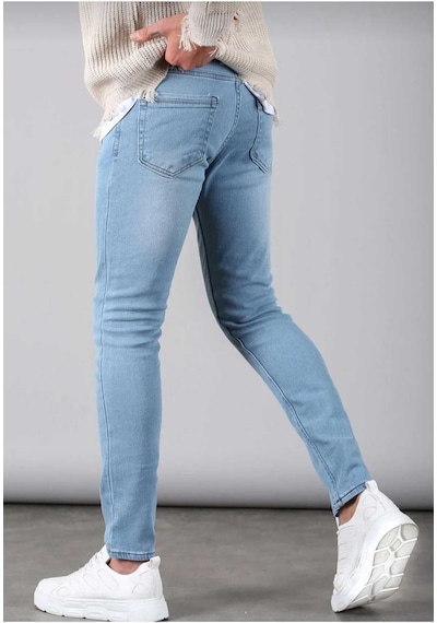 Erkek Mavi Düz Klasik Rahat Kesim Regular Fit Likralı Kot Jeans Mavi