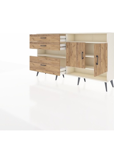 Arges Konsol 4 Raflı 3 Çekmeceli 2 Kapaklı 176x30x99 Aytaşı-çam Aytaşı-çam