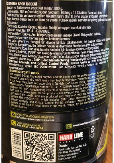 Hardline Isotonıc Electrolytes Misket Limon Aromalı 900 Gr 30 Servis