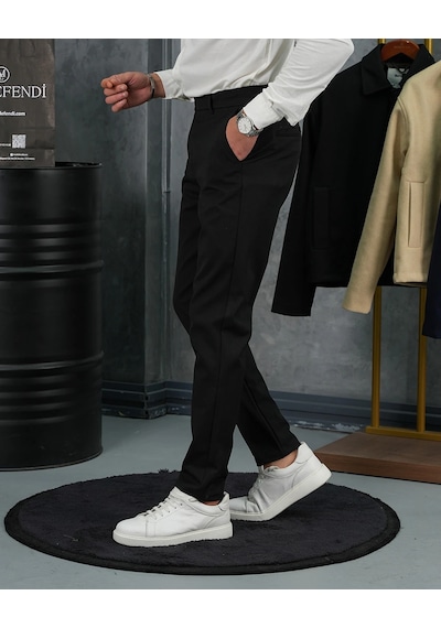 Modefendi Yüksek Kalite Pamuk Likra Slim Fit Kumaş Pantolon Siyah Modefendi Yüksek Kalite Pamuk Likra Slim Fit Kumaş Pantolon Siyah