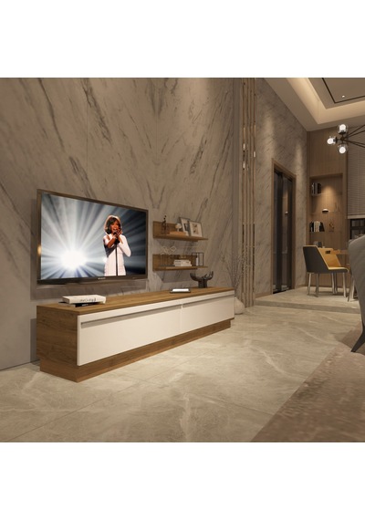 Decoraktiv Eko 4b Mdf Std Tv Ünitesi Tv Sehpası - Pera Beyaz Meşe - Beyaz