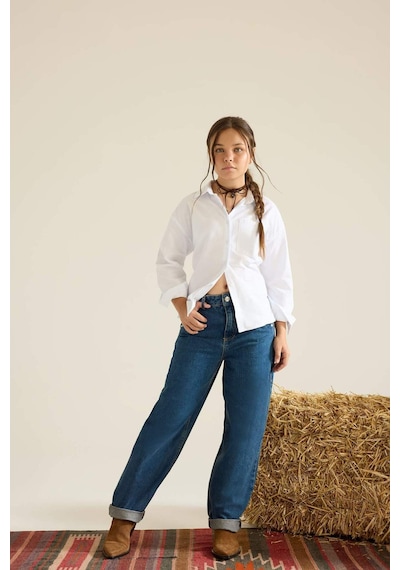 Defacto Koyu Mavi Kız Çocuk Jean Pantolon F7166a8/nm34 KOYU MAVİ