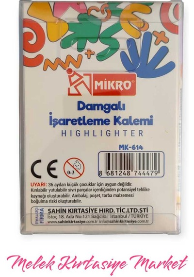 6 Renkli Damgalı İşaretleme Kalemi Highlighter Gri